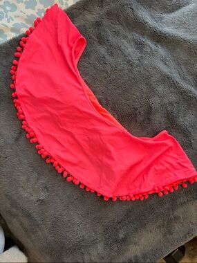 EUC Aerie Coral Off-Shoulder Swim Top with Pom Trim Size L